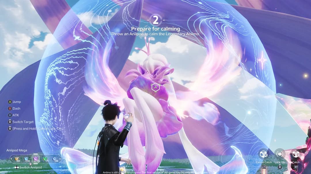 The calming phase, prompting the player to throw an Aniipod at the Legendary Aniimo.